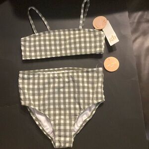 Gianni Bini Girls Square Neck Top & High-Waisted Brief 2-Piece Swimsuit Set NWT